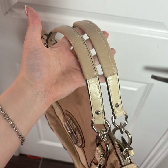 Coach Kristin Beige Leather Snakekin Detail Limited Edition Satchel Shoulder Bag - Picture 5 of 10